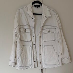 BY.DYLAN White Oversized Denim jacket with Pockets